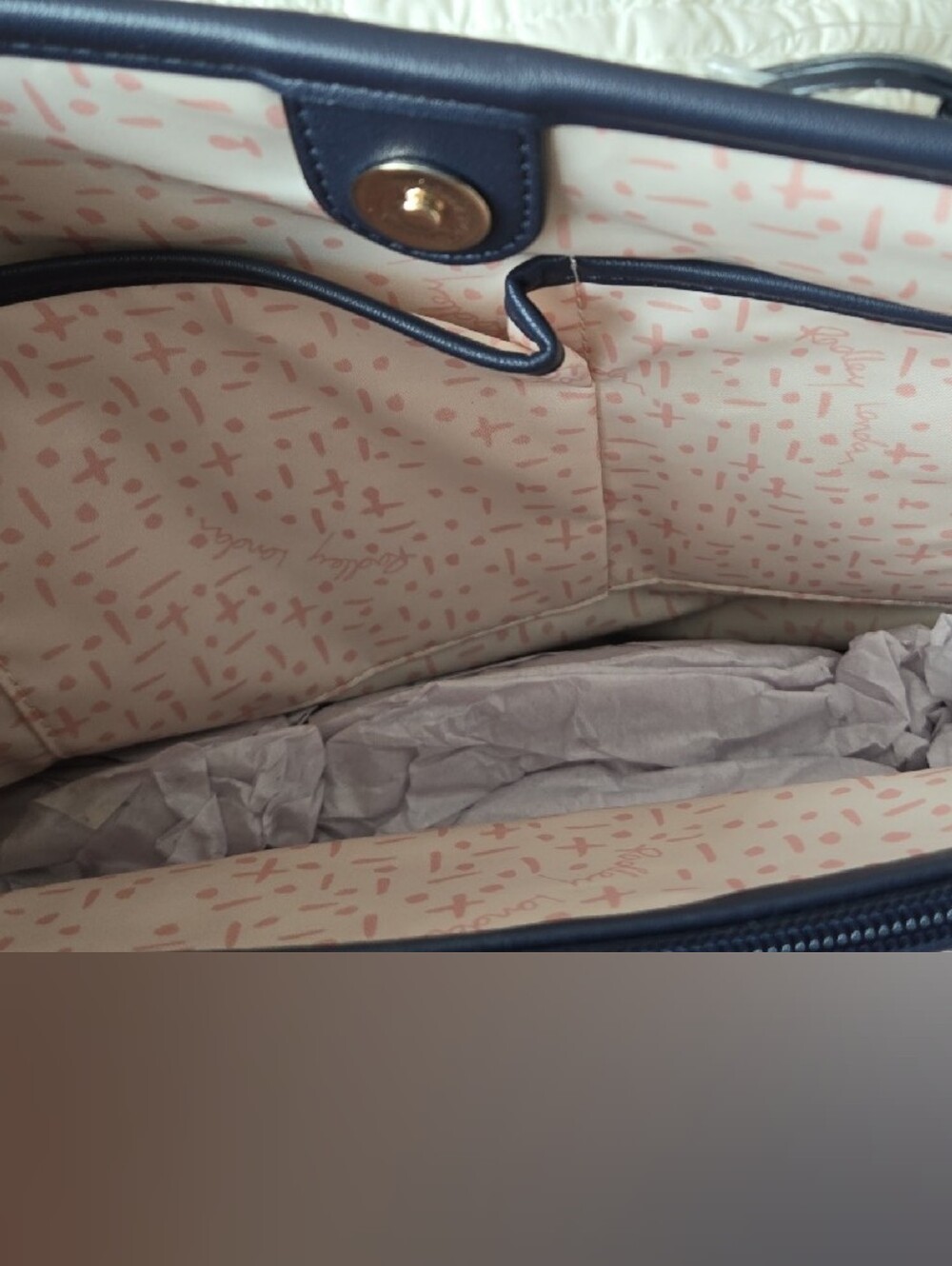 RADLEY LONDON Navy Scottie Jacquard Tote with Leather Trim - Picture 8 of 8